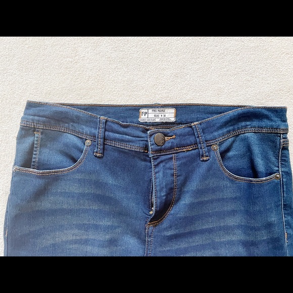 Free People Dark Denim Mid-Rise Jeans - Picture 2 of 4